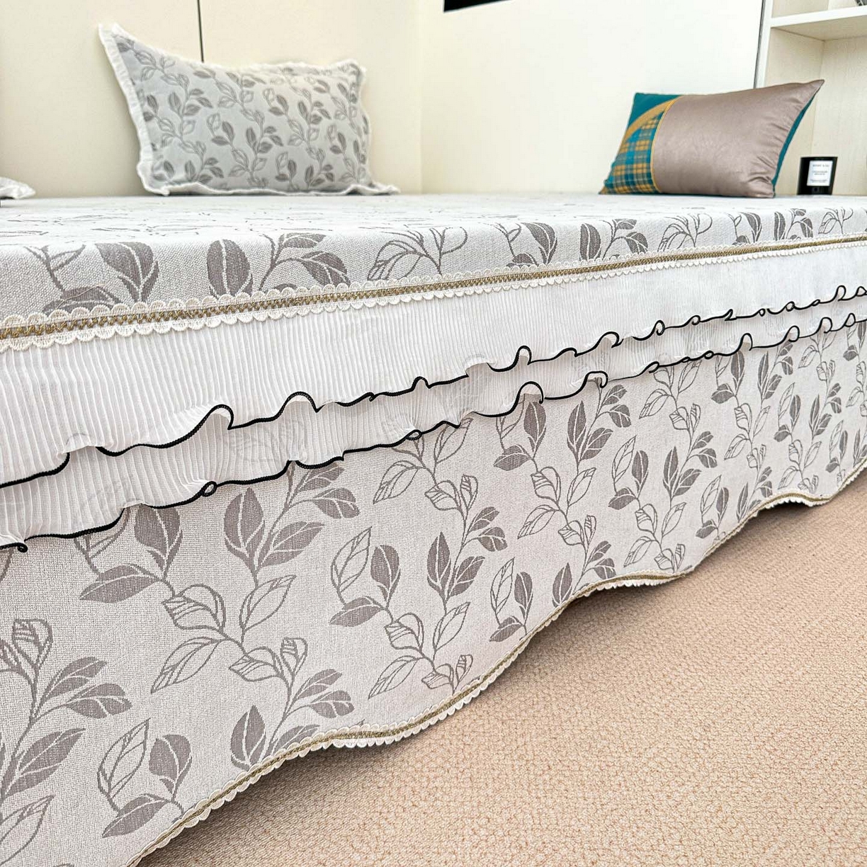 91家纺网 家纺一手货源 找家纺 手艺人家纺 2025新款雪尼尔复合炕盖XK3758-3760√ XK3759灰