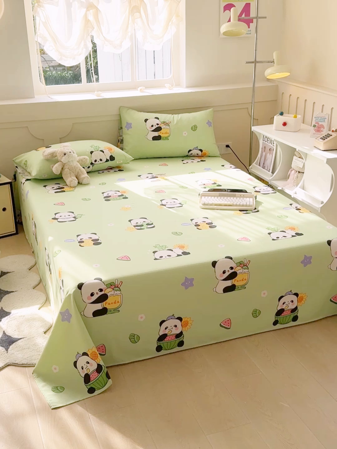 91家纺网 家纺一手货源 找家纺 爱彼家纺 2025新款原棉老粗布床单床单单件凉席席子 熊猫乐园