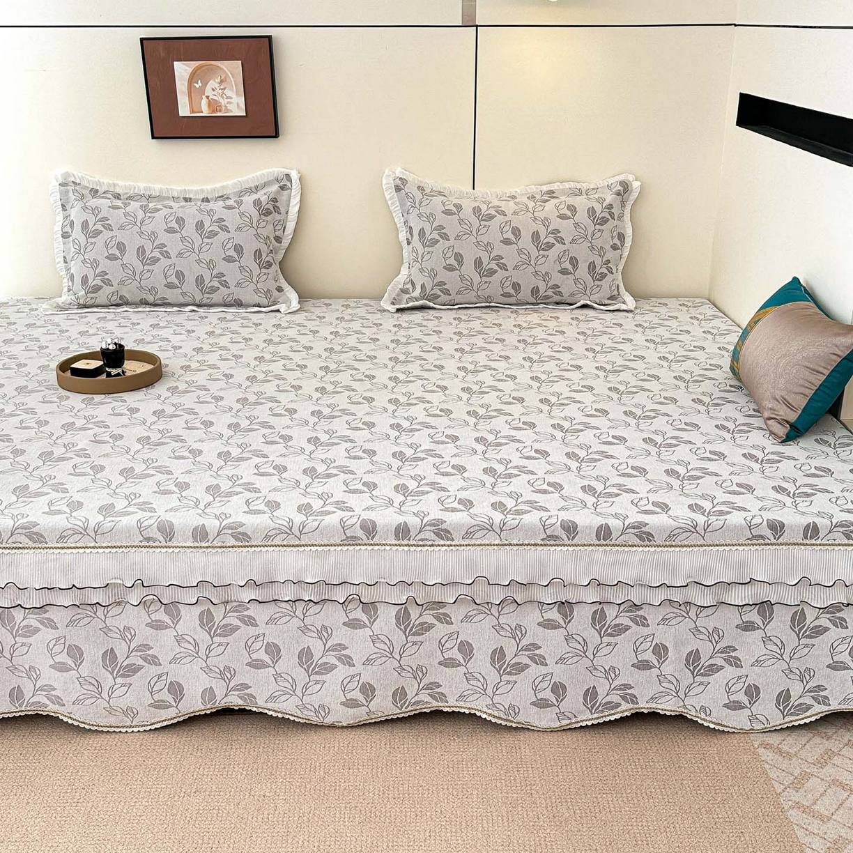 91家纺网 家纺一手货源 找家纺 手艺人家纺 2025新款雪尼尔复合炕盖XK3758-3760√ XK3759灰