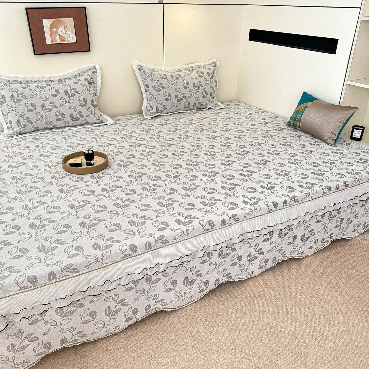 91家纺网 家纺一手货源 找家纺 手艺人家纺 2025新款雪尼尔复合炕盖XK3758-3760√ XK3759灰