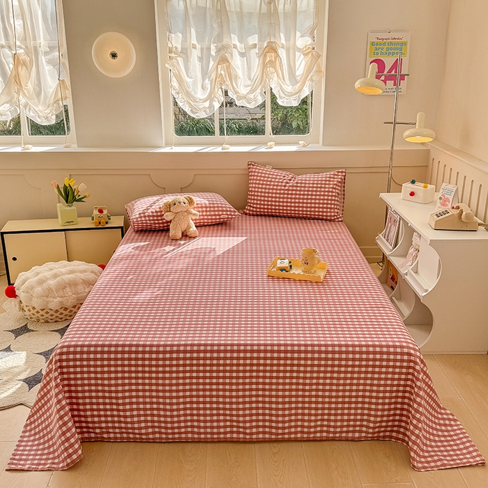 91家纺网 家纺一手货源 找家纺 爱彼家纺 2025新款原棉老粗布床单床单单件凉席席子 暖阳-蜜桃格