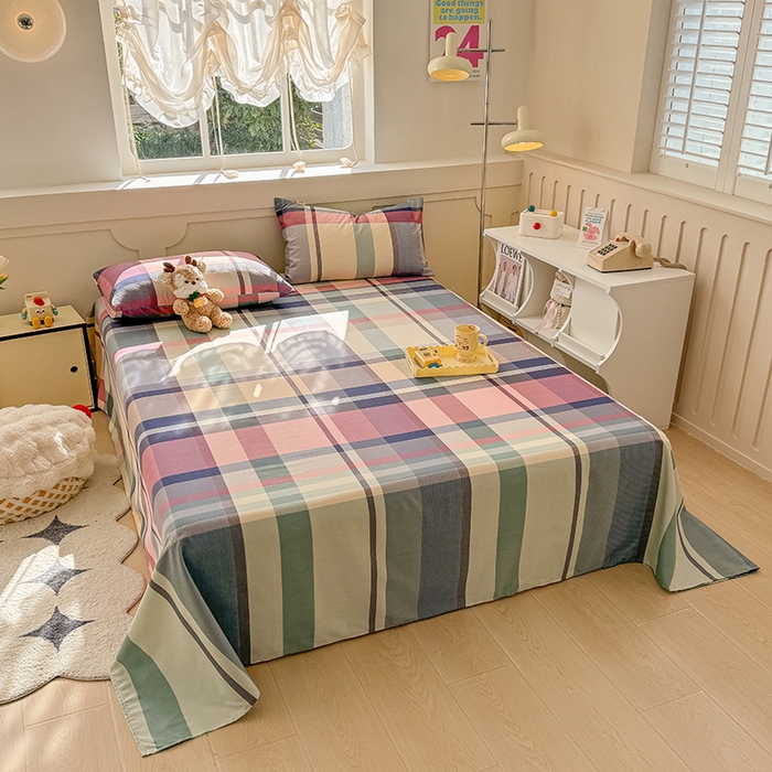 91家纺网 家纺一手货源 找家纺 爱彼家纺 2025新款原棉老粗布床单床单单件凉席席子 古奈-豆沙