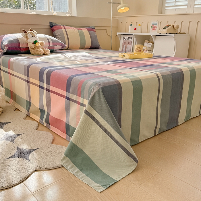 91家纺网 家纺一手货源 找家纺 爱彼家纺 2025新款原棉老粗布床单床单单件凉席席子 古奈-豆沙