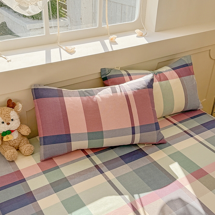 91家纺网 家纺一手货源 找家纺 爱彼家纺 2025新款原棉老粗布床单床单单件凉席席子 古奈-豆沙