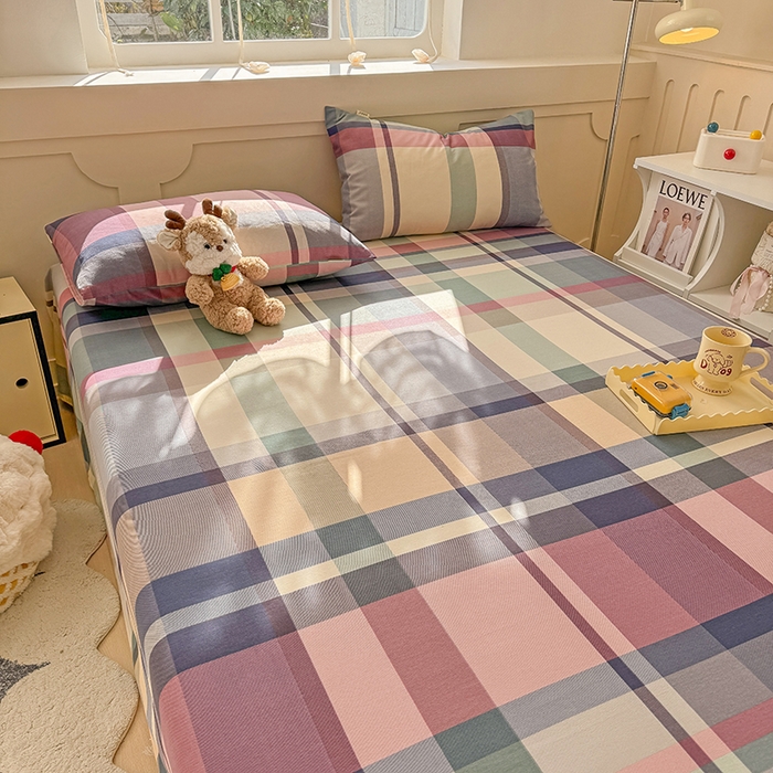 91家纺网 家纺一手货源 找家纺 爱彼家纺 2025新款原棉老粗布床单床单单件凉席席子 古奈-豆沙