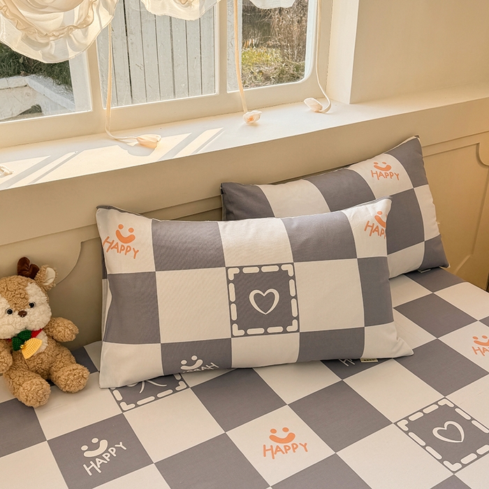 91家纺网 家纺一手货源 找家纺 爱彼家纺 2025新款原棉老粗布床单床单单件凉席席子 格子笑脸