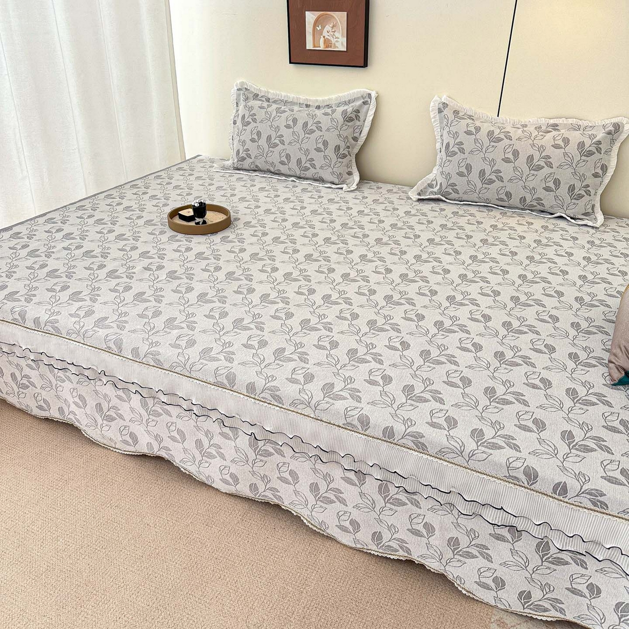 91家纺网 家纺一手货源 找家纺 手艺人家纺 2025新款雪尼尔复合炕盖XK3758-3760√ XK3759灰