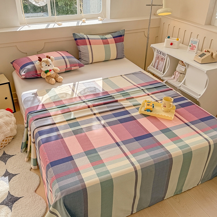 91家纺网 家纺一手货源 找家纺 爱彼家纺 2025新款原棉老粗布床单床单单件凉席席子 古奈-豆沙