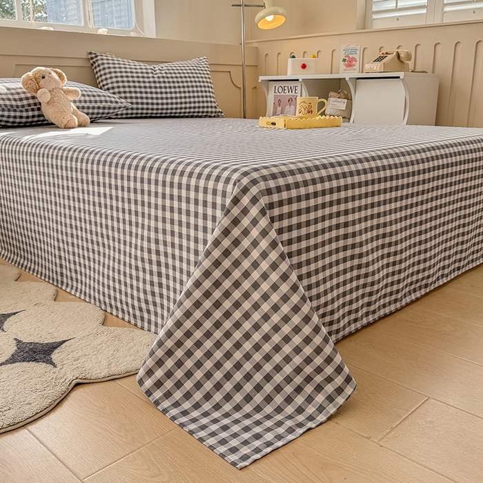 91家纺网 家纺一手货源 找家纺 爱彼家纺 2025新款原棉老粗布床单床单单件凉席席子 暖阳-黑白格