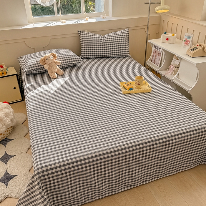 91家纺网 家纺一手货源 找家纺 爱彼家纺 2025新款原棉老粗布床单床单单件凉席席子 暖阳-黑白格