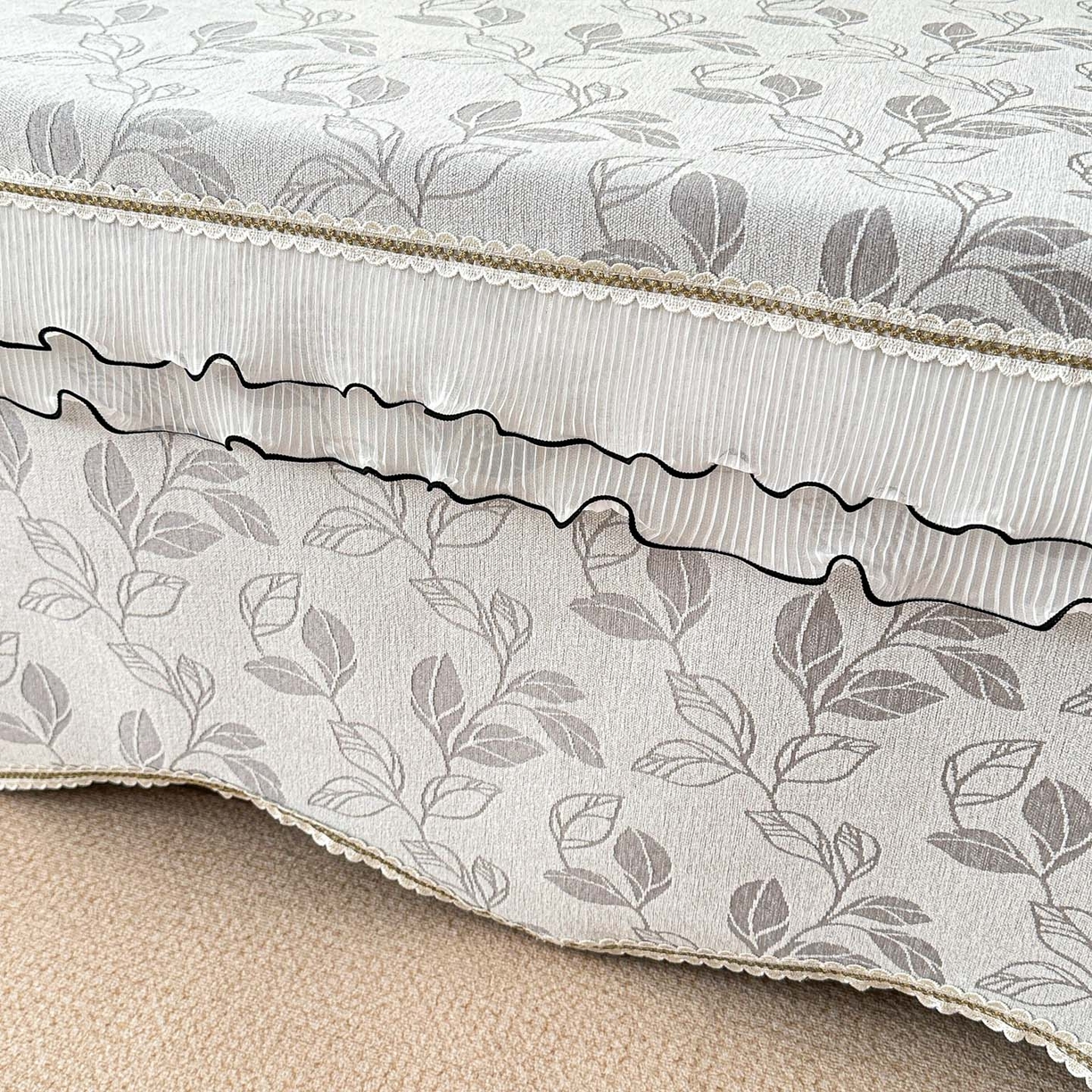 91家纺网 家纺一手货源 找家纺 手艺人家纺 2025新款雪尼尔复合炕盖XK3758-3760√ XK3759灰