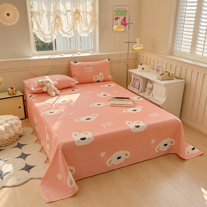 91家纺网 家纺一手货源 找家纺 爱彼家纺 2025新款原棉老粗布床单床单单件凉席席子 嗨皮小狗