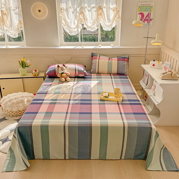 91家纺网 家纺一手货源 找家纺 爱彼家纺 2025新款原棉老粗布床单床单单件凉席席子 古奈-豆沙