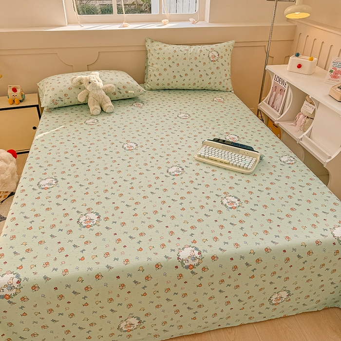 91家纺网 家纺一手货源 找家纺 爱彼家纺 2025新款原棉老粗布床单床单单件凉席席子 绿朵清辰