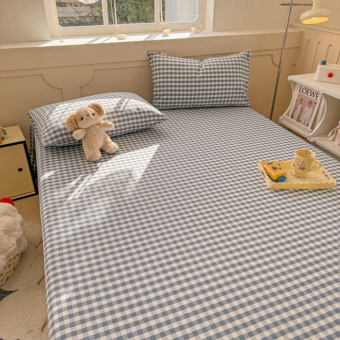 91家纺网 家纺一手货源 找家纺 爱彼家纺 2025新款原棉老粗布床单床单单件凉席席子 暖阳-天蓝格