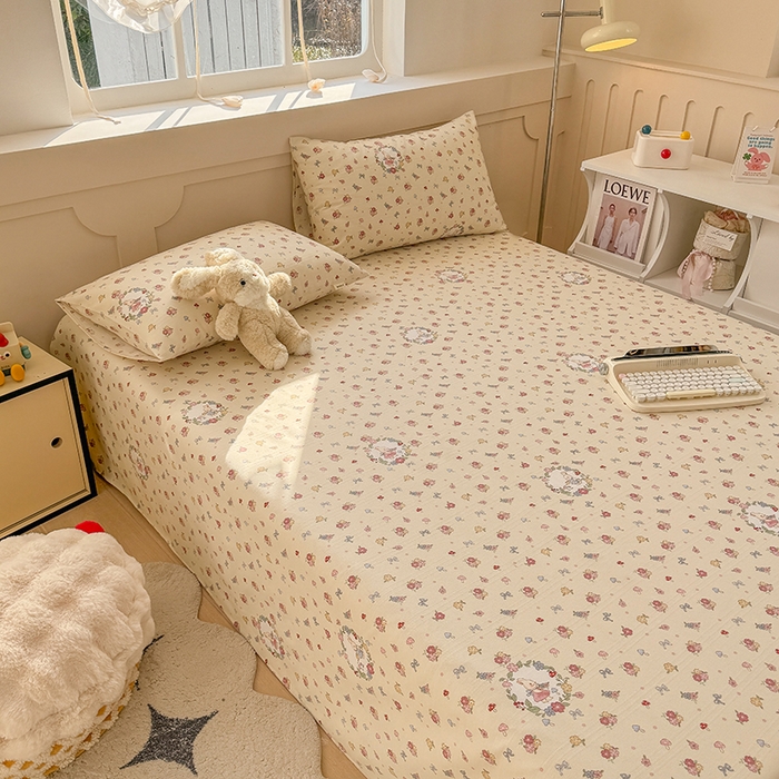 91家纺网 家纺一手货源 找家纺 爱彼家纺 2025新款原棉老粗布床单床单单件凉席席子 白朵花园