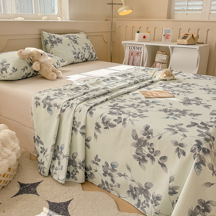 91家纺网 家纺一手货源 找家纺 爱彼家纺 2025新款原棉老粗布床单床单单件凉席席子 叶落缤纷