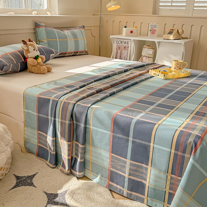 91家纺网 家纺一手货源 找家纺 爱彼家纺 2025新款原棉老粗布床单床单单件凉席席子 古奈-绿