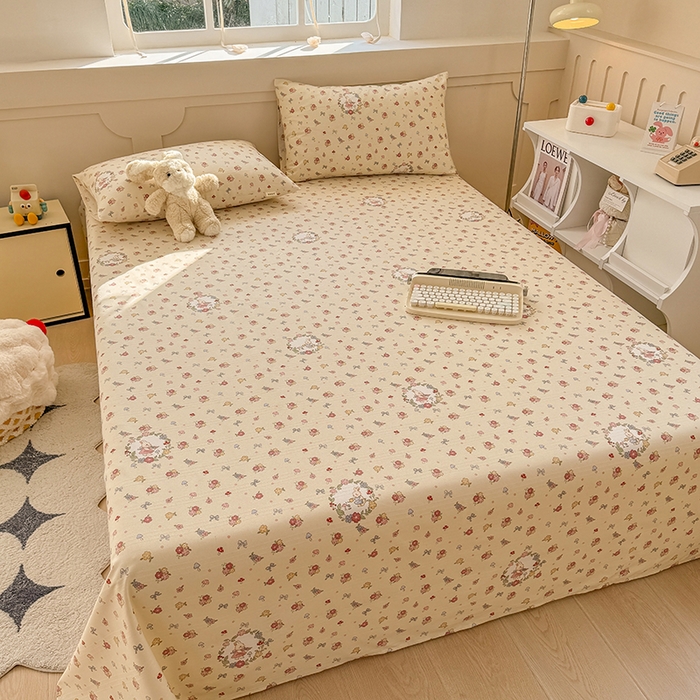 91家纺网 家纺一手货源 找家纺 爱彼家纺 2025新款原棉老粗布床单床单单件凉席席子 白朵花园