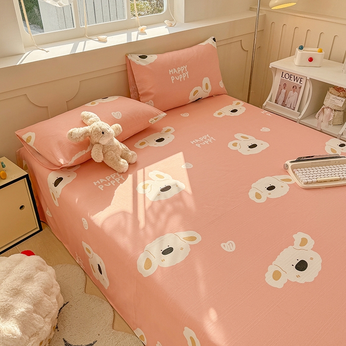 91家纺网 家纺一手货源 找家纺 爱彼家纺 2025新款原棉老粗布床单床单单件凉席席子 嗨皮小狗