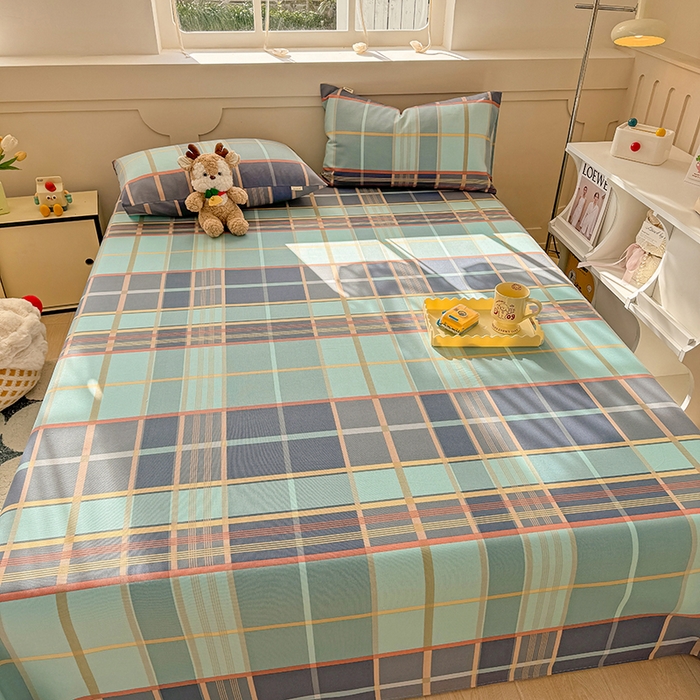 91家纺网 家纺一手货源 找家纺 爱彼家纺 2025新款原棉老粗布床单床单单件凉席席子 古奈-绿