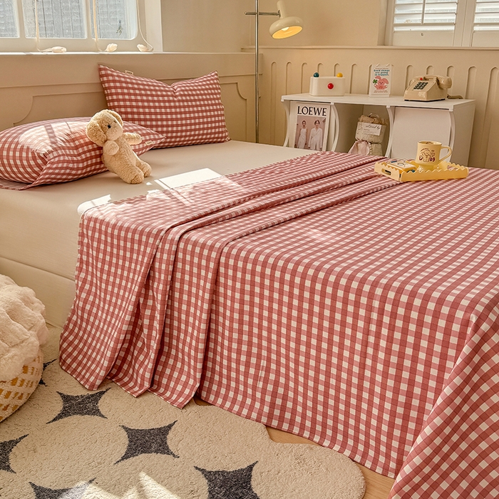 91家纺网 家纺一手货源 找家纺 爱彼家纺 2025新款原棉老粗布床单床单单件凉席席子 暖阳-蜜桃格