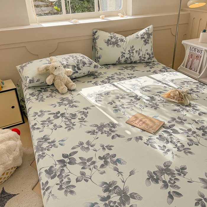 91家纺网 家纺一手货源 找家纺 爱彼家纺 2025新款原棉老粗布床单床单单件凉席席子 叶落缤纷