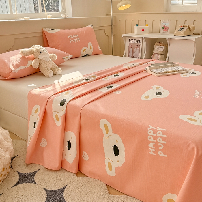 91家纺网 家纺一手货源 找家纺 爱彼家纺 2025新款原棉老粗布床单床单单件凉席席子 嗨皮小狗