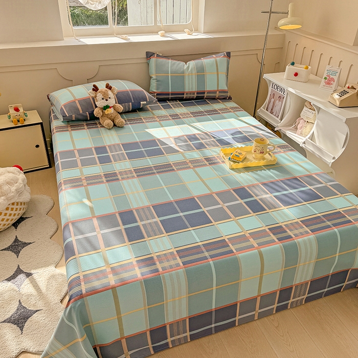 91家纺网 家纺一手货源 找家纺 爱彼家纺 2025新款原棉老粗布床单床单单件凉席席子 古奈-绿