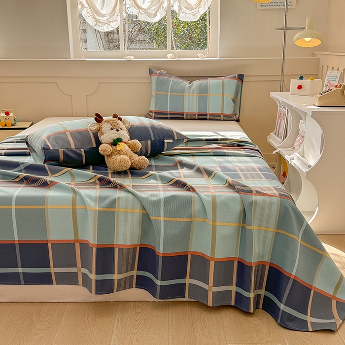 91家纺网 家纺一手货源 找家纺 爱彼家纺 2025新款原棉老粗布床单床单单件凉席席子 古奈-绿