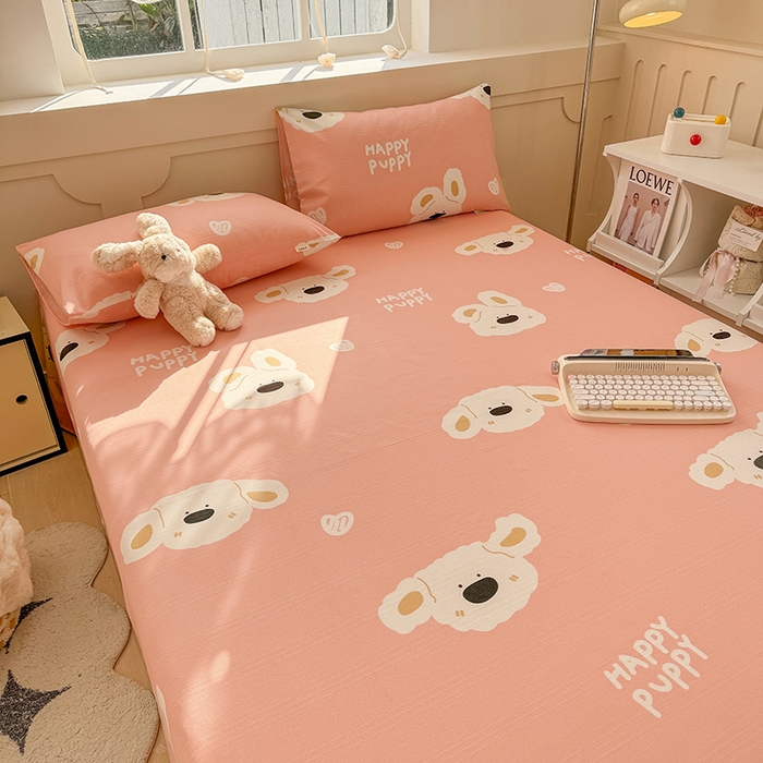 91家纺网 家纺一手货源 找家纺 爱彼家纺 2025新款原棉老粗布床单床单单件凉席席子 嗨皮小狗