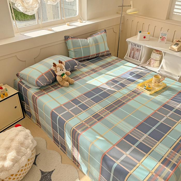 91家纺网 家纺一手货源 找家纺 爱彼家纺 2025新款原棉老粗布床单床单单件凉席席子 古奈-绿