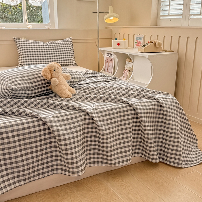 91家纺网 家纺一手货源 找家纺 爱彼家纺 2025新款原棉老粗布床单床单单件凉席席子 暖阳-黑白格