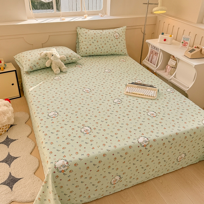 91家纺网 家纺一手货源 找家纺 爱彼家纺 2025新款原棉老粗布床单床单单件凉席席子 绿朵清辰