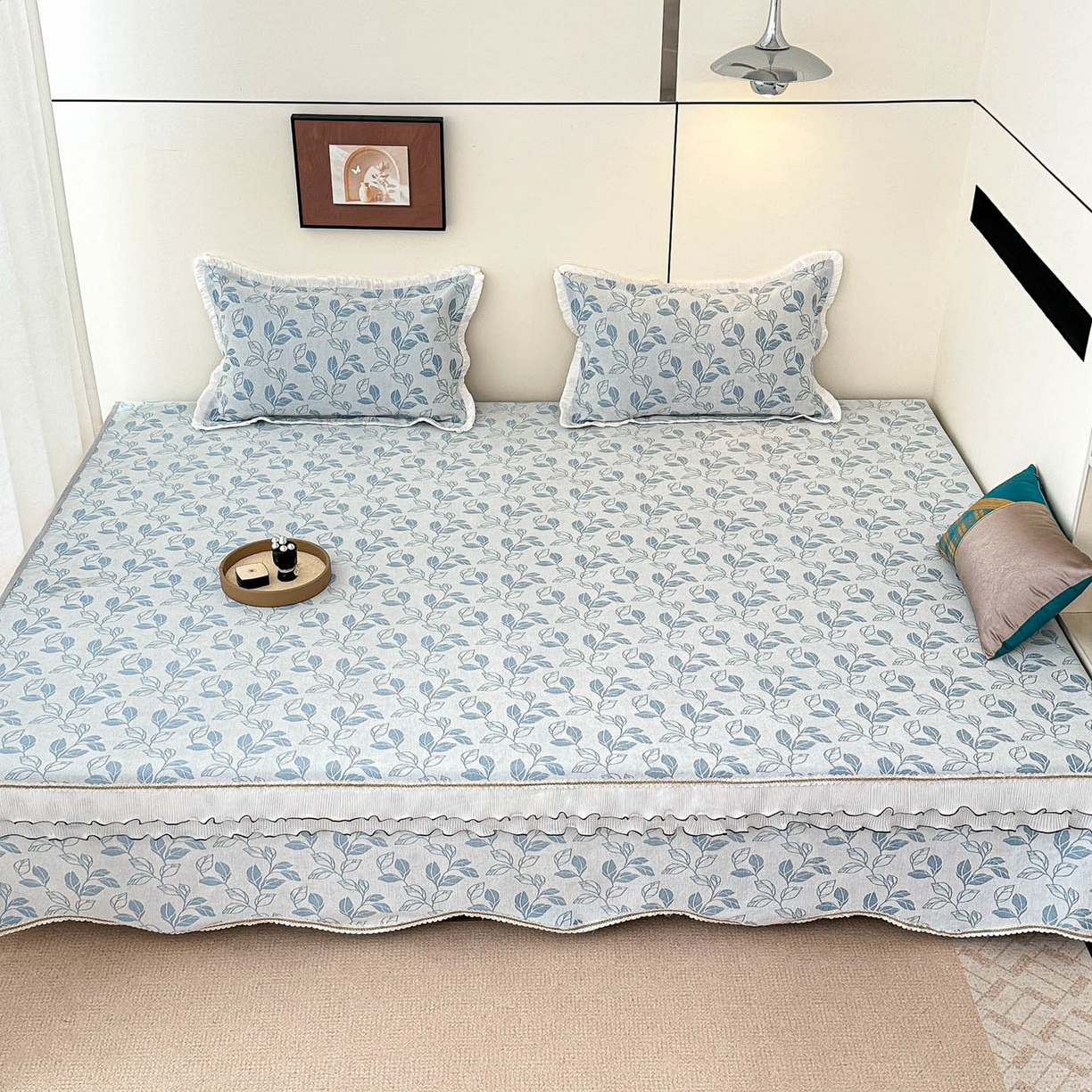 手艺人家纺 2025新款雪尼尔复合炕盖XK3758-3760√ XK3759蓝