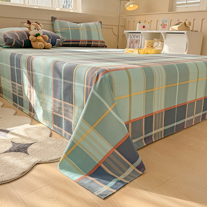 91家纺网 家纺一手货源 找家纺 爱彼家纺 2025新款原棉老粗布床单床单单件凉席席子 古奈-绿