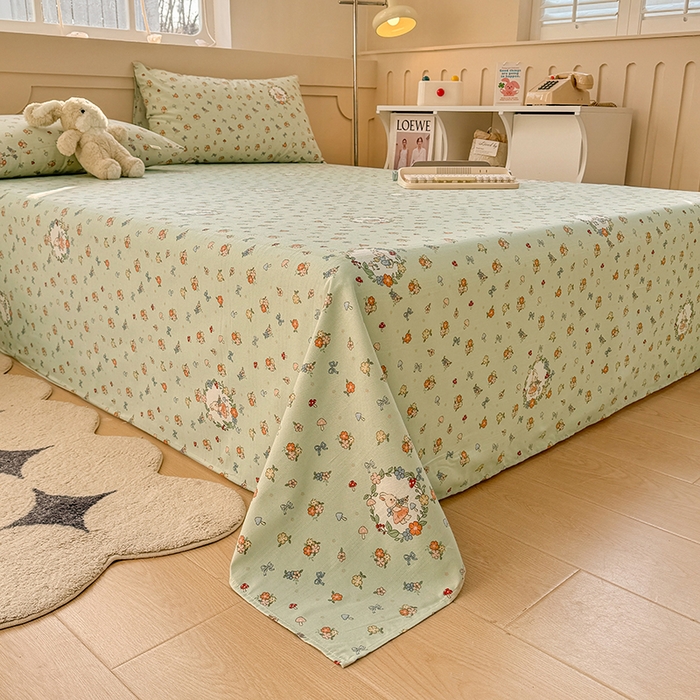 91家纺网 家纺一手货源 找家纺 爱彼家纺 2025新款原棉老粗布床单床单单件凉席席子 绿朵清辰