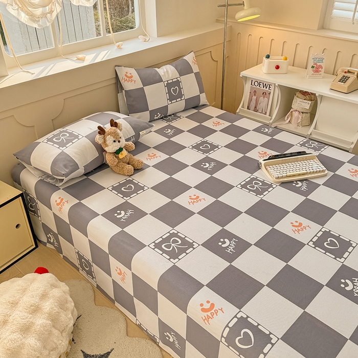 91家纺网 家纺一手货源 找家纺 爱彼家纺 2025新款原棉老粗布床单床单单件凉席席子 格子笑脸