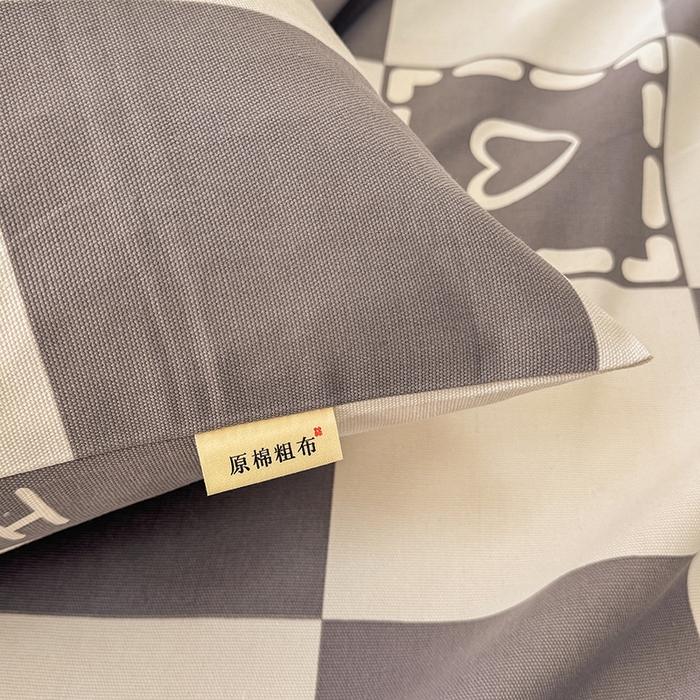 91家纺网 家纺一手货源 找家纺 爱彼家纺 2025新款原棉老粗布床单床单单件凉席席子 格子笑脸