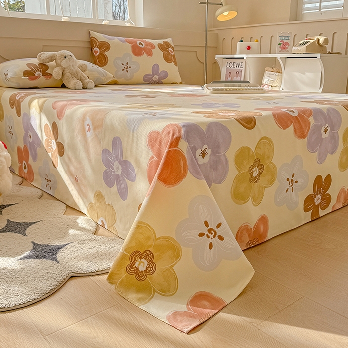 91家纺网 家纺一手货源 找家纺 爱彼家纺 2025新款原棉老粗布床单床单单件凉席席子 向阳花开