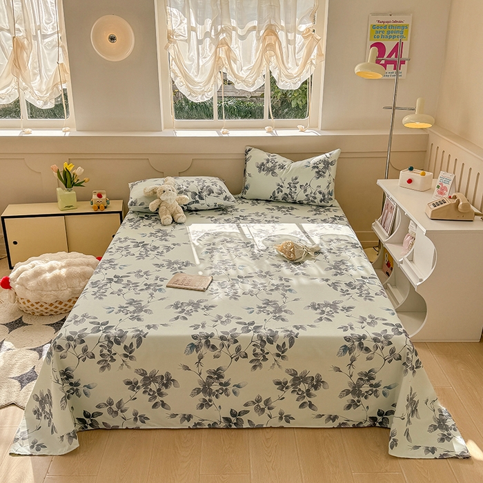 91家纺网 家纺一手货源 找家纺 爱彼家纺 2025新款原棉老粗布床单床单单件凉席席子 叶落缤纷