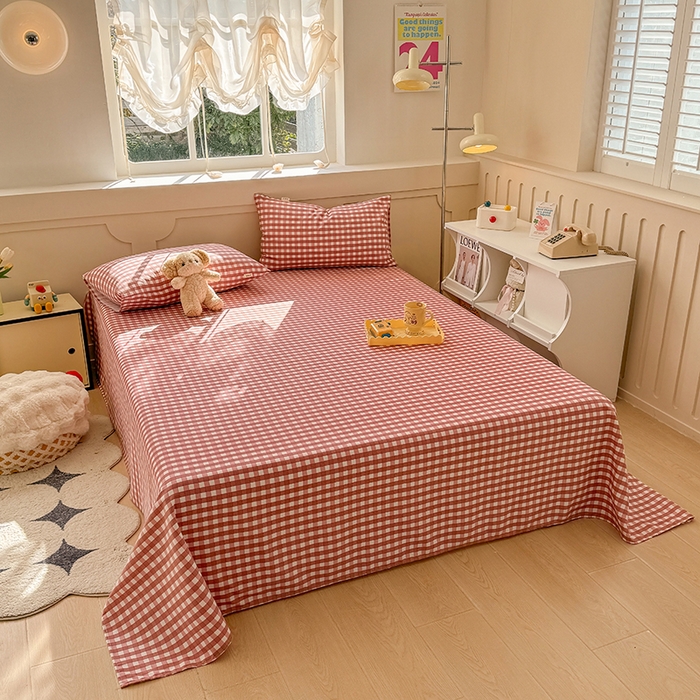 91家纺网 家纺一手货源 找家纺 爱彼家纺 2025新款原棉老粗布床单床单单件凉席席子 暖阳-蜜桃格