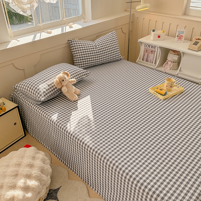 91家纺网 家纺一手货源 找家纺 爱彼家纺 2025新款原棉老粗布床单床单单件凉席席子 暖阳-黑白格