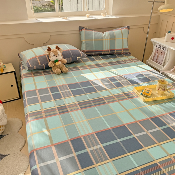 91家纺网 家纺一手货源 找家纺 爱彼家纺 2025新款原棉老粗布床单床单单件凉席席子 古奈-绿