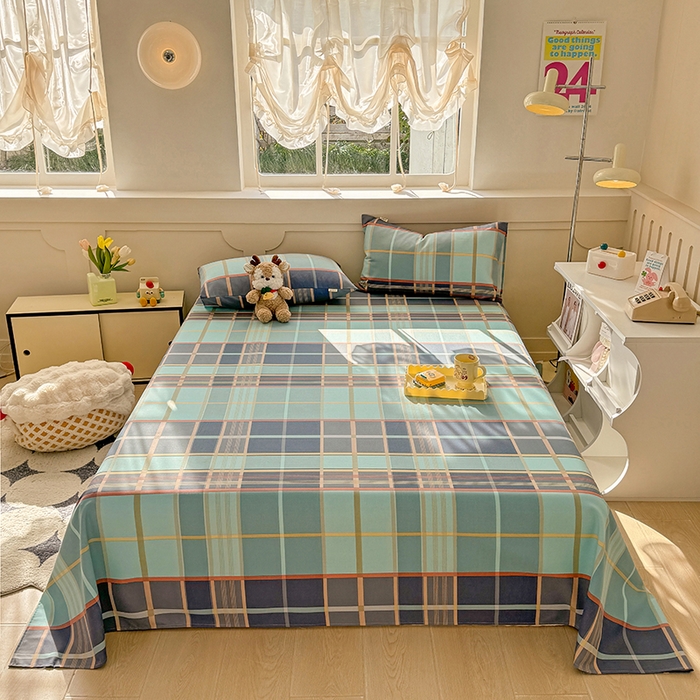 91家纺网 家纺一手货源 找家纺 爱彼家纺 2025新款原棉老粗布床单床单单件凉席席子 古奈-绿