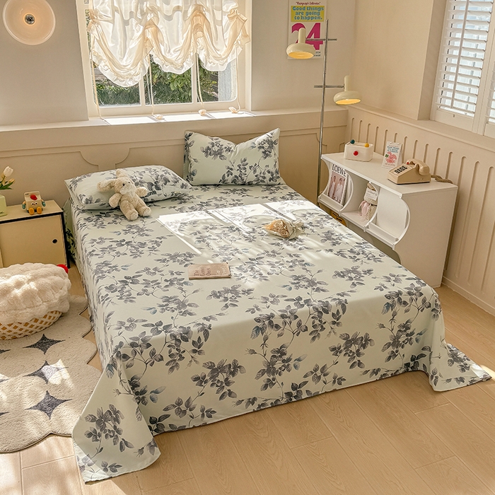 91家纺网 家纺一手货源 找家纺 爱彼家纺 2025新款原棉老粗布床单床单单件凉席席子 叶落缤纷