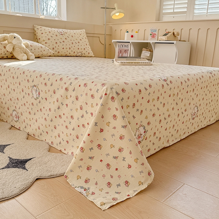 91家纺网 家纺一手货源 找家纺 爱彼家纺 2025新款原棉老粗布床单床单单件凉席席子 白朵花园