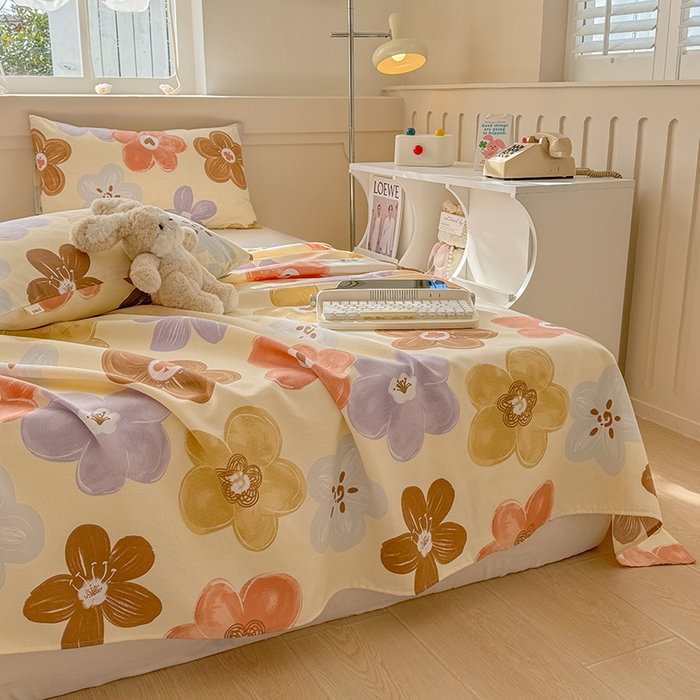 91家纺网 家纺一手货源 找家纺 爱彼家纺 2025新款原棉老粗布床单床单单件凉席席子 向阳花开