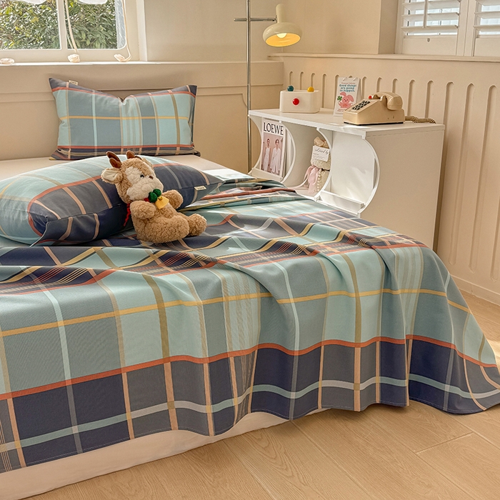 91家纺网 家纺一手货源 找家纺 爱彼家纺 2025新款原棉老粗布床单床单单件凉席席子 古奈-绿