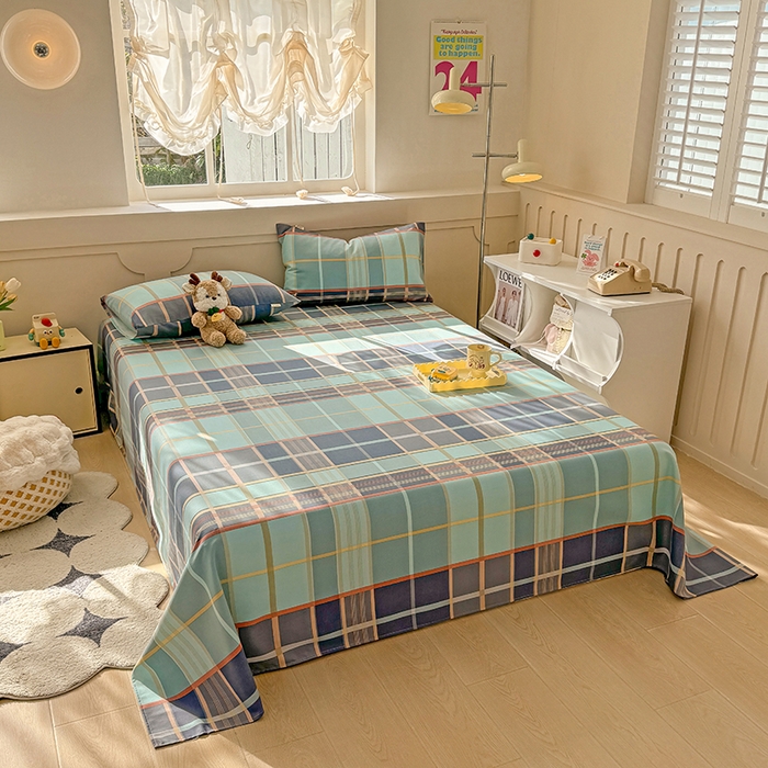 91家纺网 家纺一手货源 找家纺 爱彼家纺 2025新款原棉老粗布床单床单单件凉席席子 古奈-绿